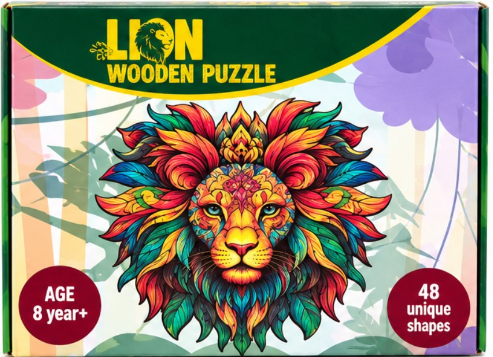 Lion Wooden Puzzle – 50 Unique Shapes