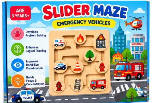 Emergency Slider – Vehicle Maze Activity Board