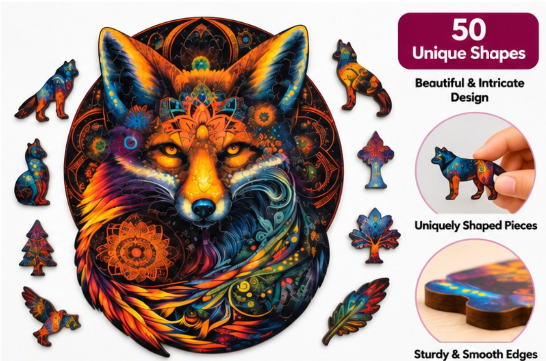 Wolf Wooden Puzzle – 50 Unique Shapes